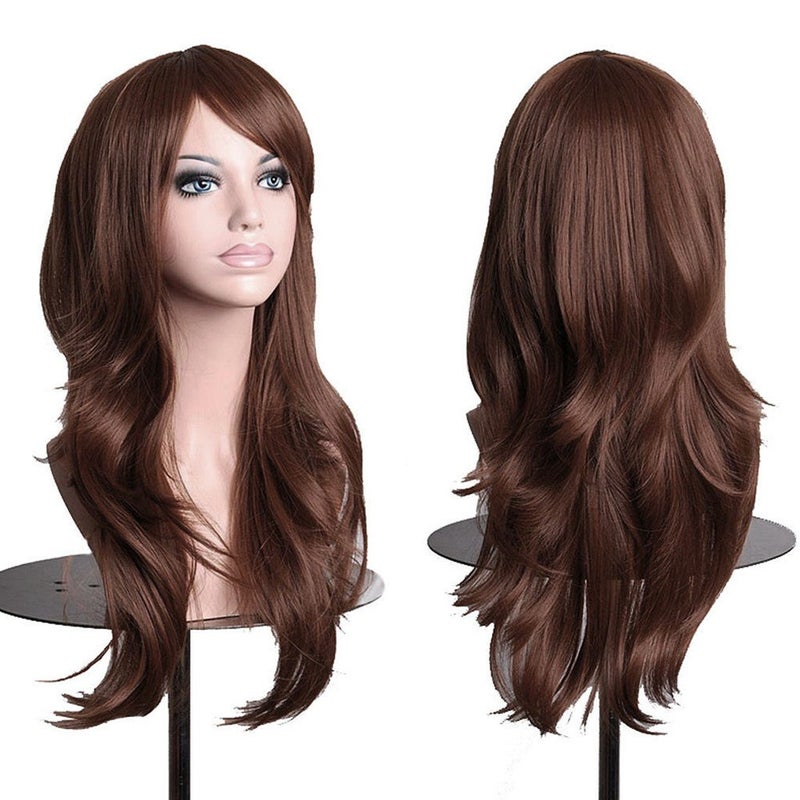ANESHE Wigs 28" Long Wavy Hair Heat Resistant Cosplay Wig for Women (Dark Brown) - Image 1